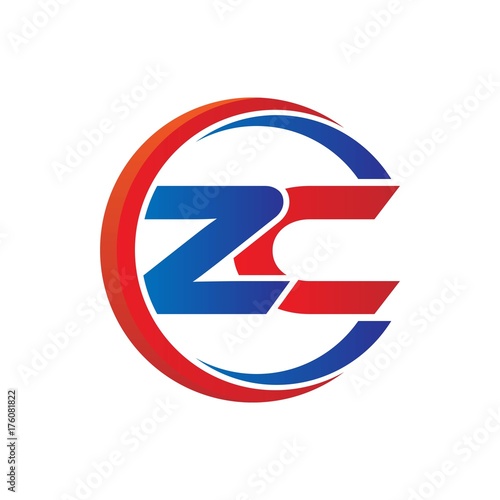 Free Download zc logo vector modern initial swoosh circle blue and red - GFXLoad