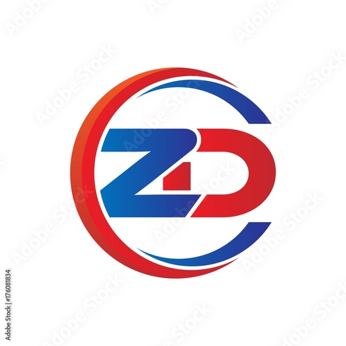 Free Download zd logo vector modern initial swoosh circle blue and red - GFXLoad