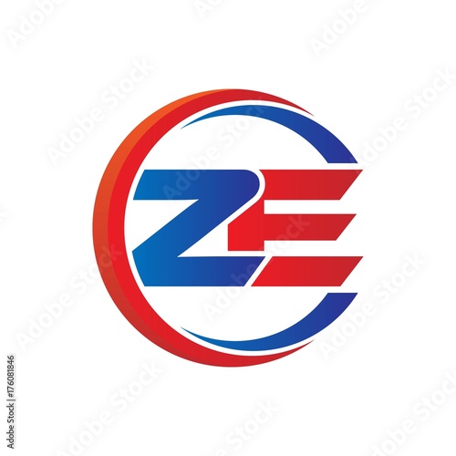 Free Download ze logo vector modern initial swoosh circle blue and red - GFXLoad