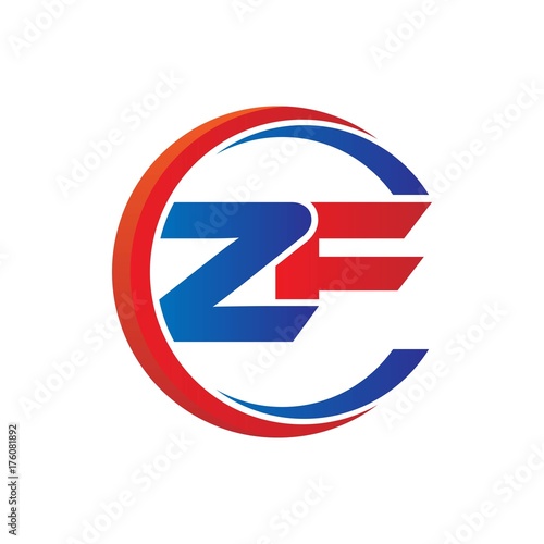 zf logo vector modern initial swoosh circle blue and red