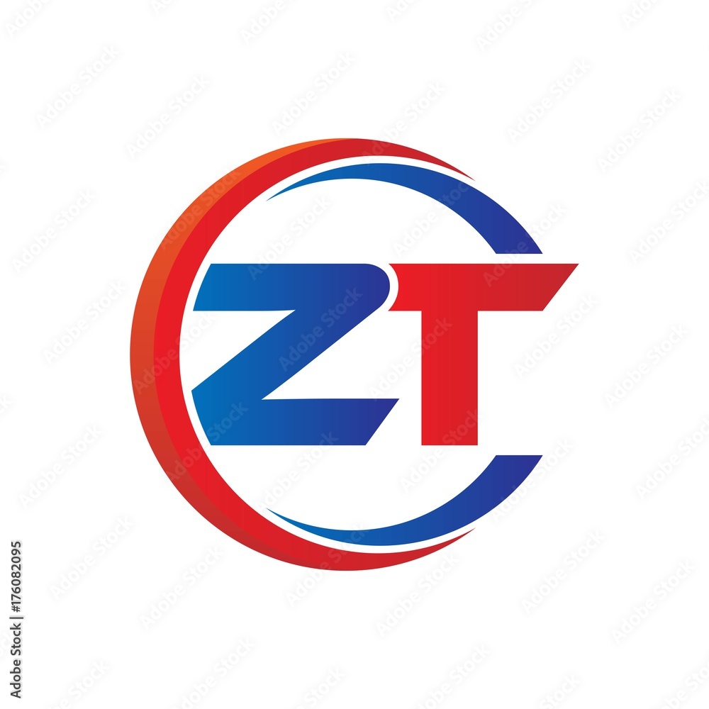 zt logo vector modern initial swoosh circle blue and red zt logo vector modern initial swoosh circle blue and red