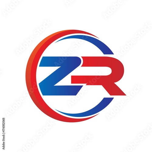 Free Download zr logo vector modern initial swoosh circle blue and red - GFXLoad