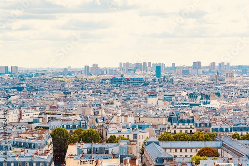 seen area from Montmartre hill in Paris city in France