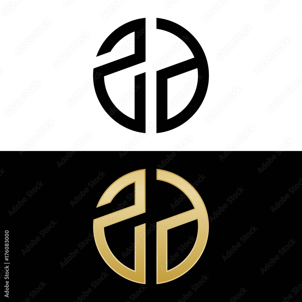 zd initial logo circle shape vector black and gold