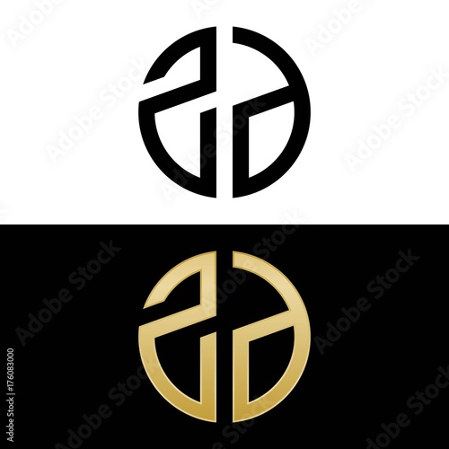 zd initial logo circle shape vector black and gold