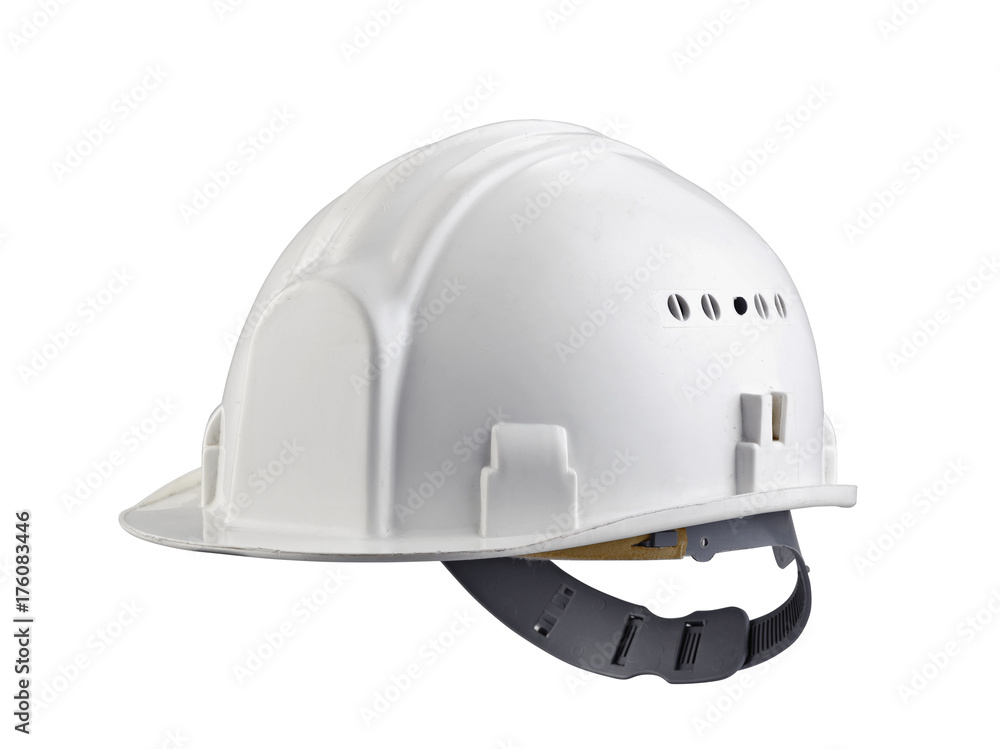 Fototapeta premium isolated white construction helmet on white