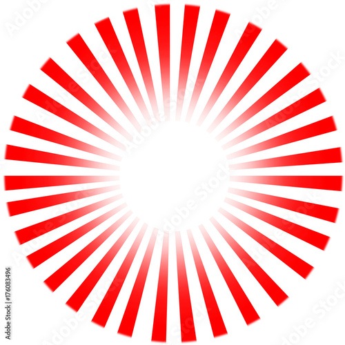 Red Sun Ray on White background , Japanese style