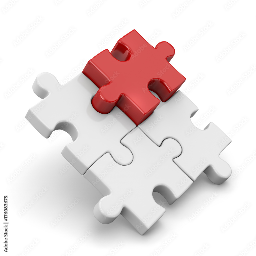 Illustrazione Stock puzzle inclinato con tassello rosso | Adobe Stock