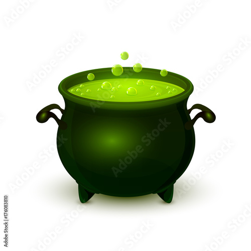 Halloween pot with green potion and bubble
