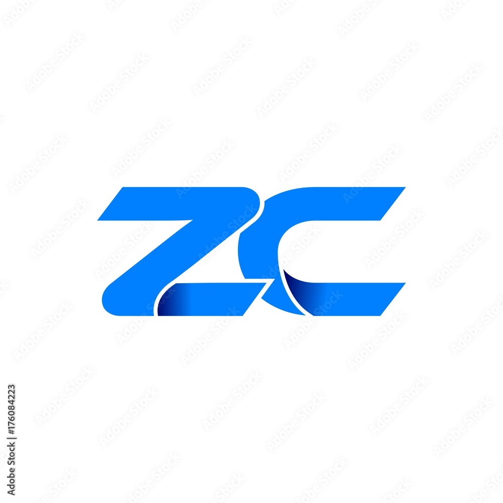 zc logo initial logo vector modern blue fold style zc logo initial logo vector modern blue fold style