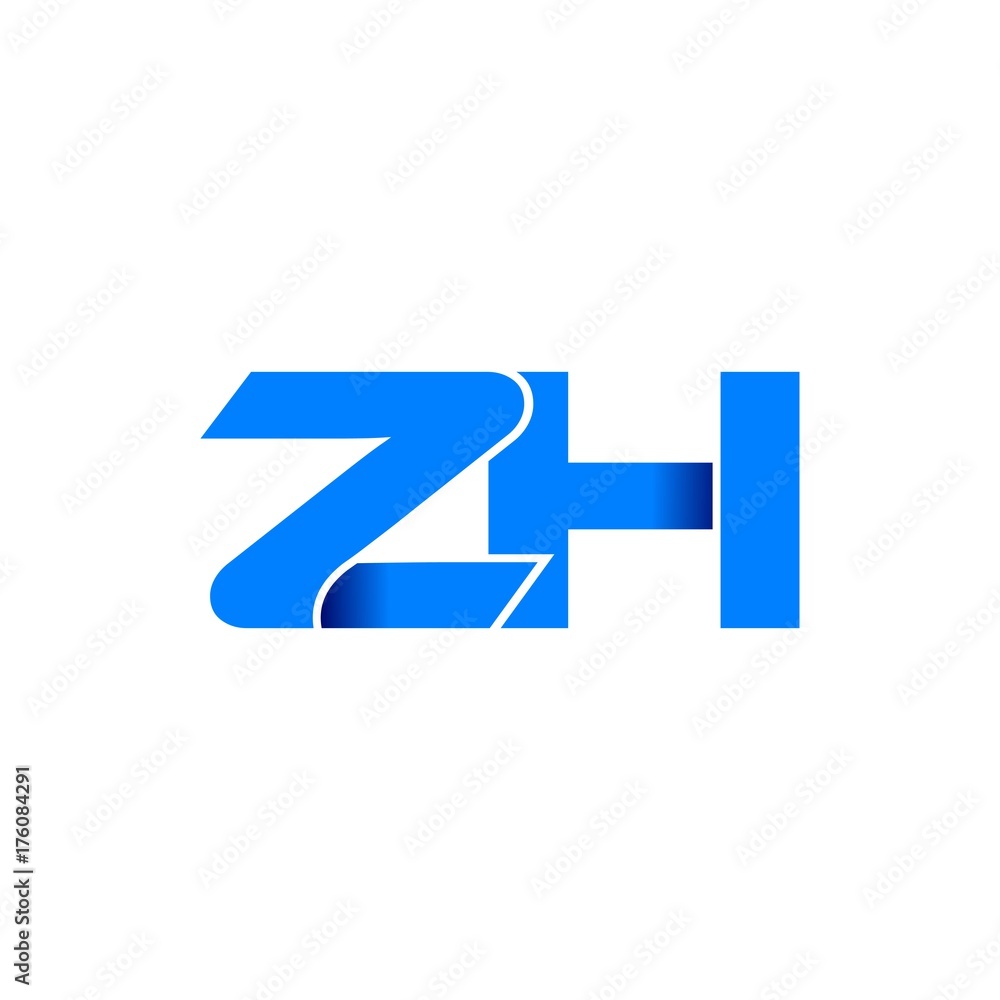 zh logo initial logo vector modern blue fold style zh logo initial logo vector modern blue fold style