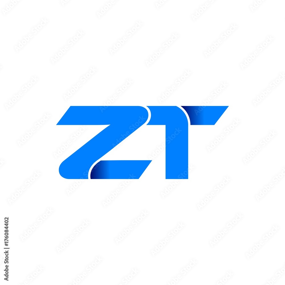 zt logo initial logo vector modern blue fold style zt logo initial logo vector modern blue fold style