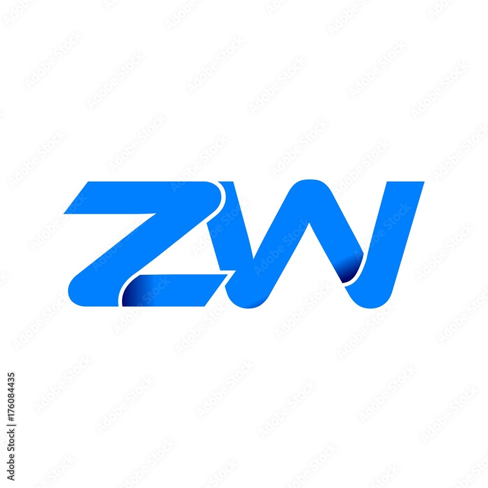 zw logo initial logo vector modern blue fold style zw logo initial logo vector modern blue fold style