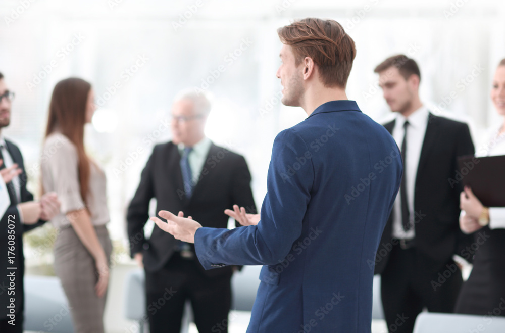 image is blurred.the Manager makes a report to the business team. image is blurred.the Manager makes a report to the business team.