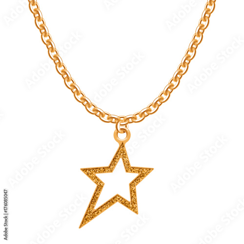 Golden chain necklace with star pendant.