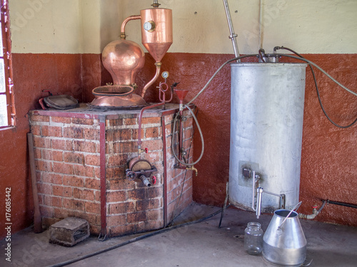 Old spirit or schnaps distillery equipment on vinyard in Namibia, Southern Africa photo