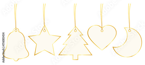 Set Christmas Hangtags Paper Golden Frame
