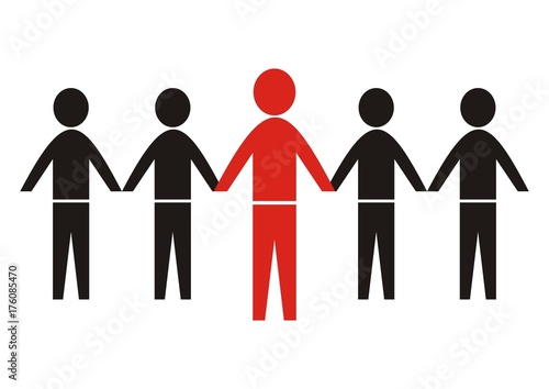 black and red figures, group, vector icon