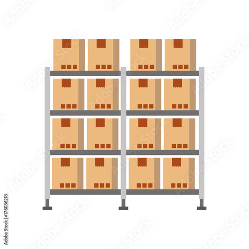 shelf with carton boxes warehouse storage cardboard cargo
