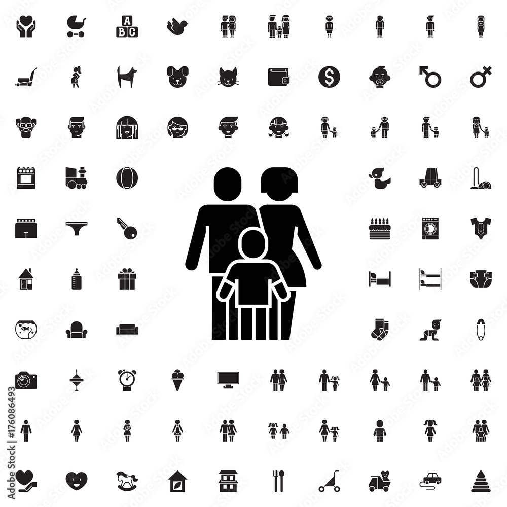 Family icon. set of filled family icons. Family icon. set of filled family icons.
