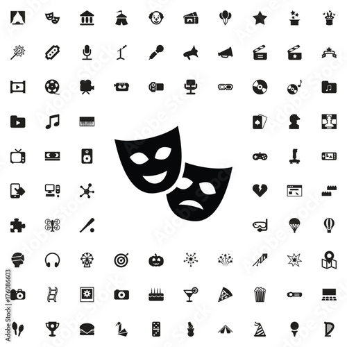 Theatre mask icon. set of filled entertainment icons.