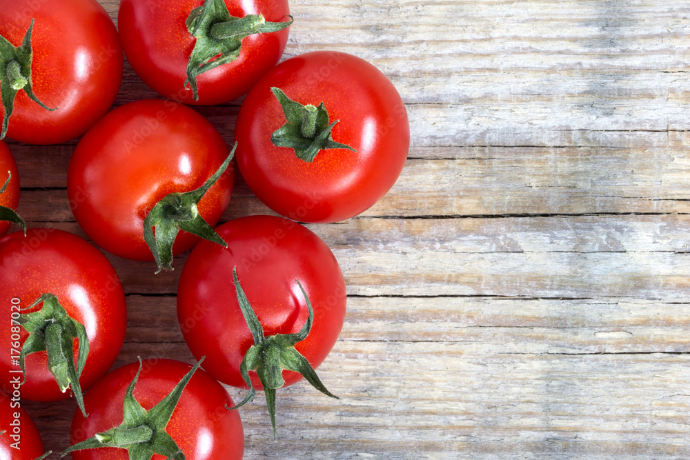 Fresh Tomatoes On Wooden Table Fresh Tomatoes On Wooden Table
