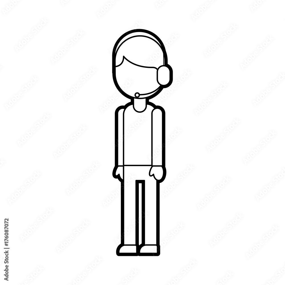logistic delivery support phone operator in headset icon logistic delivery support phone operator in headset icon