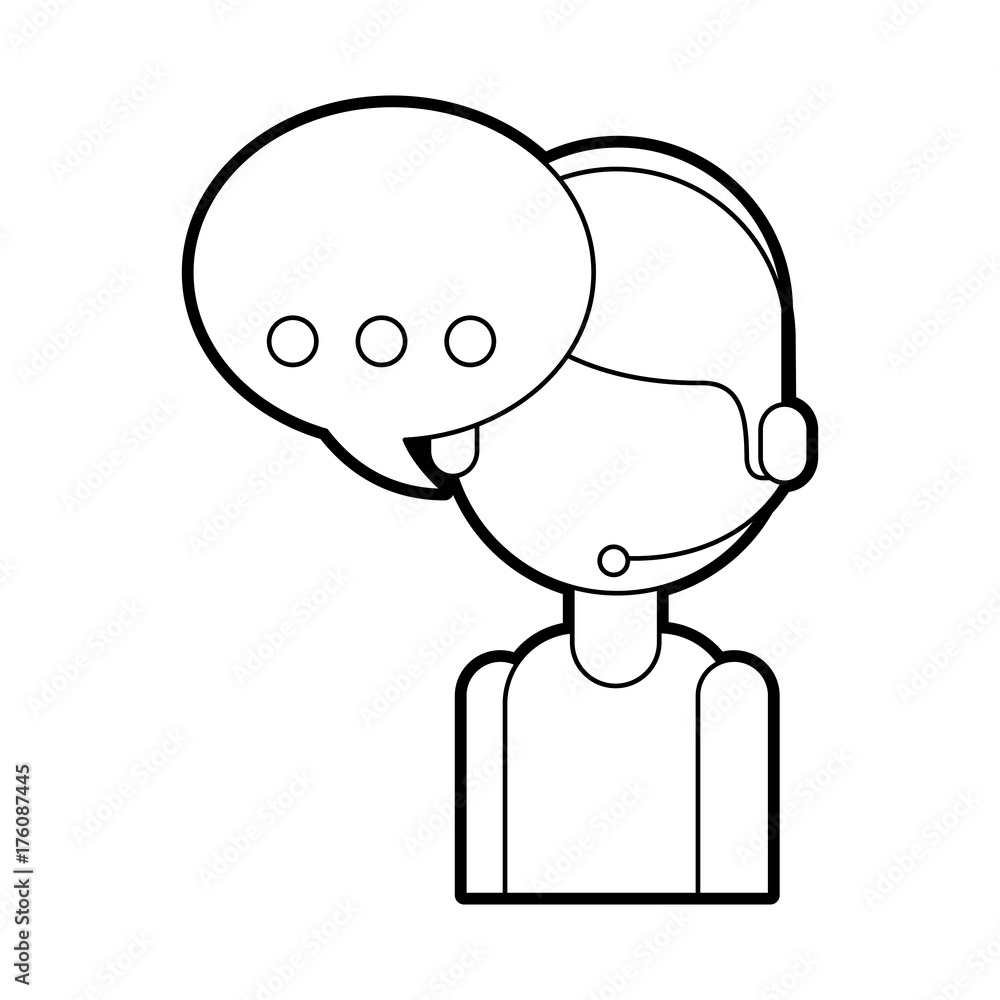 logistic call center operator with headset and speech bubble