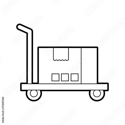 hand truck with cardboard box storage photo