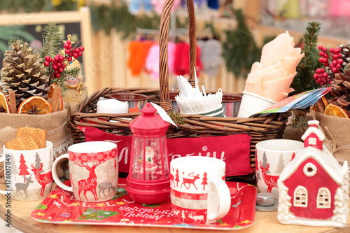 Table with Christmas tea and treats
