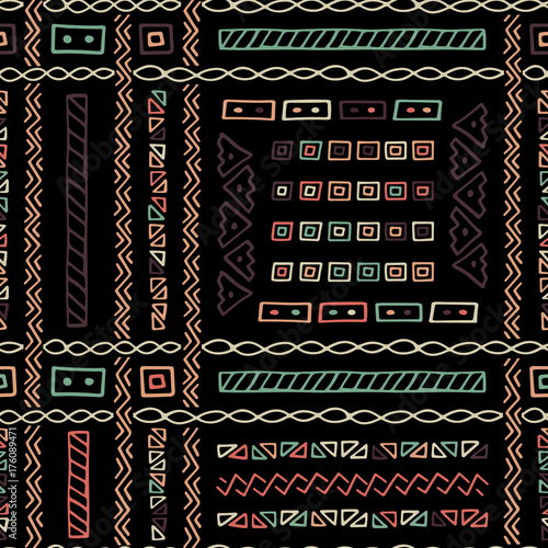 Hand Drawn Ethnic Style Vector Seamless Pattern photo