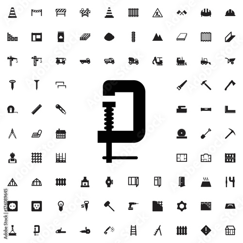 Clamp icon. set of filled construction icons.