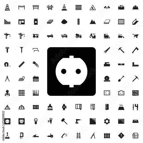 Socket icon. set of filled construction icons.