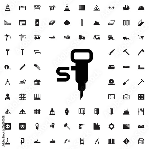 Jackhummer icon. set of filled construction icons.