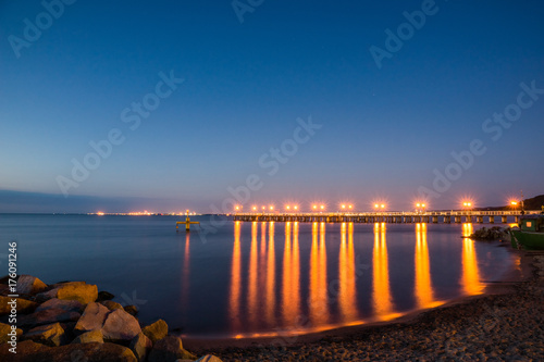 Baltic pier in Gdynia Orlowo at night  Pomorze  Poland