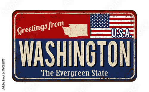 Greetings from Washington vintage rusty metal sign