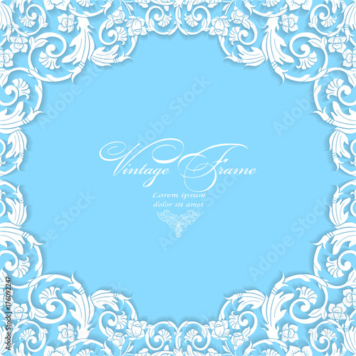 Vintage greeting card for Christmas, wedding, birthday and other holidays. Vector frame.