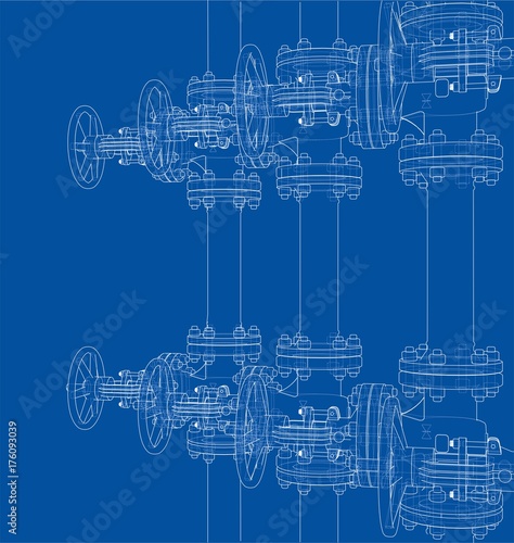 Industrial valves sketch. Vector