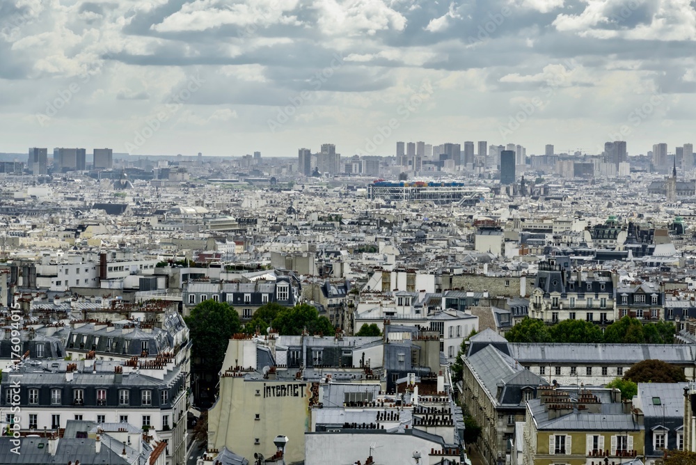 panorama of Montmartre district in Paris France