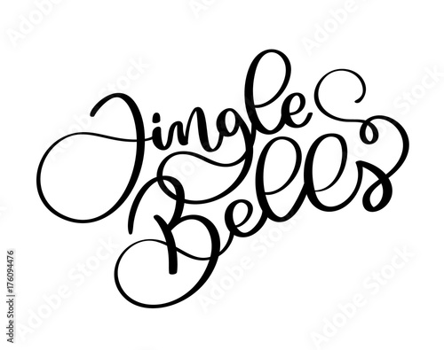Jingle Bells black handwriting calligraphic inscription on a white background. Christmas text