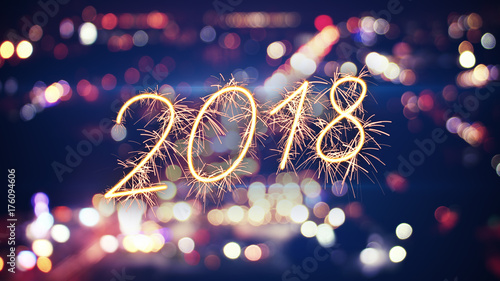 2018 new year sparkler text...