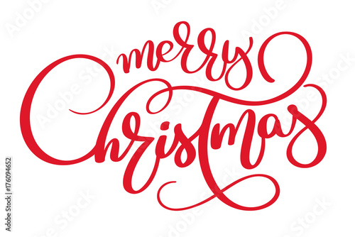 Merry Christmas vector text Calligraphic Lettering design card template. Creative typography for xmas Holiday Greeting Gift Poster
