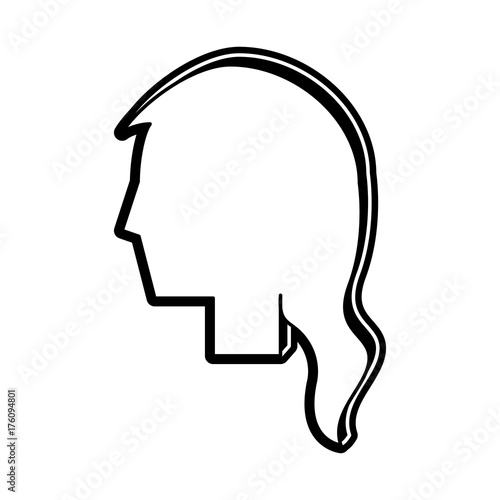 flat line monochromatic  pictogram  woman head  over  white background  vector ilustration