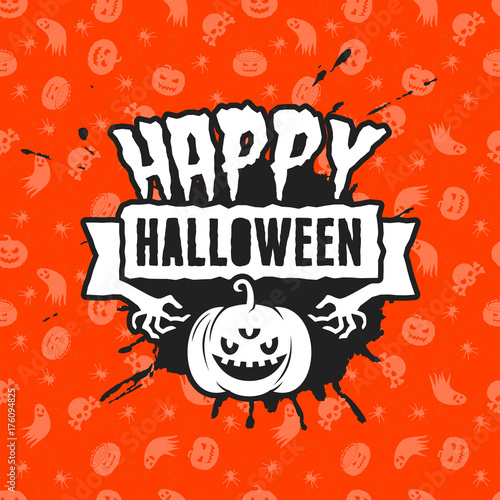 Happy Halloween greeting card. Typography design elements for greeting card or party flyer. Vector illustration