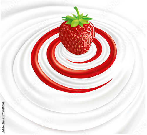 Milk swirl with fresh strawberry