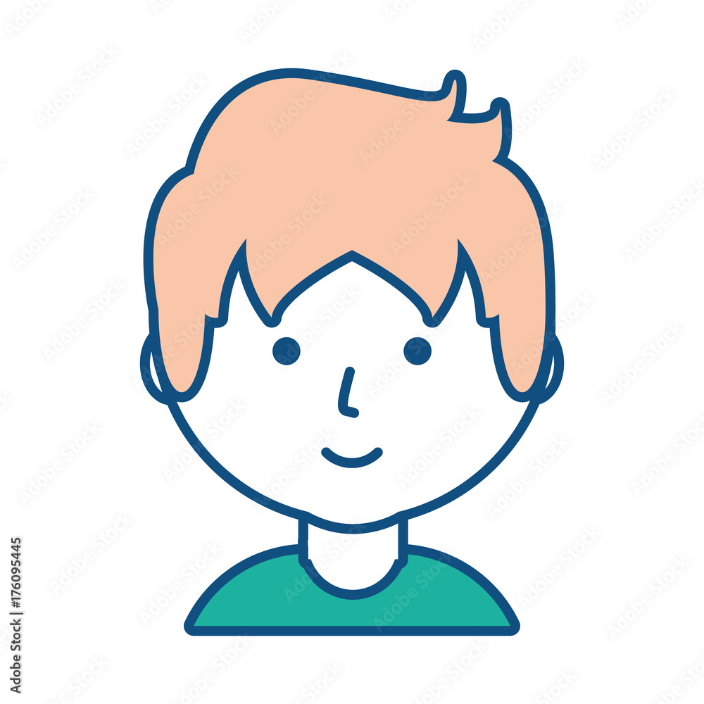 flat line colored man face over white background vector illustration flat line colored man face over white background vector illustration