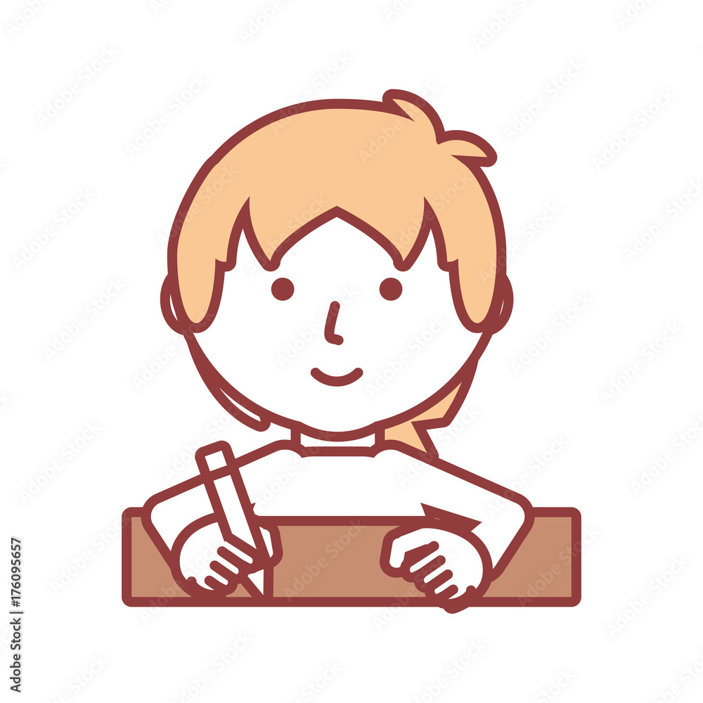 flat line colored man writing over white background vector illustration flat line colored man writing over white background vector illustration