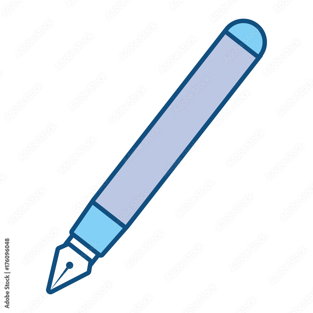 flat line colored writing pen over white bacground vector illustration flat line colored writing pen over white bacground vector illustration