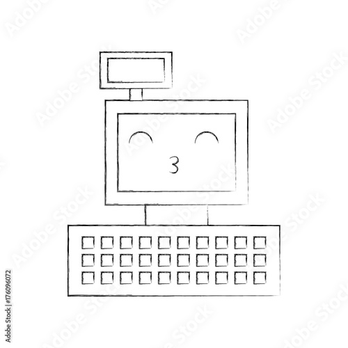 kawaii cash register machine keypad display cartoon