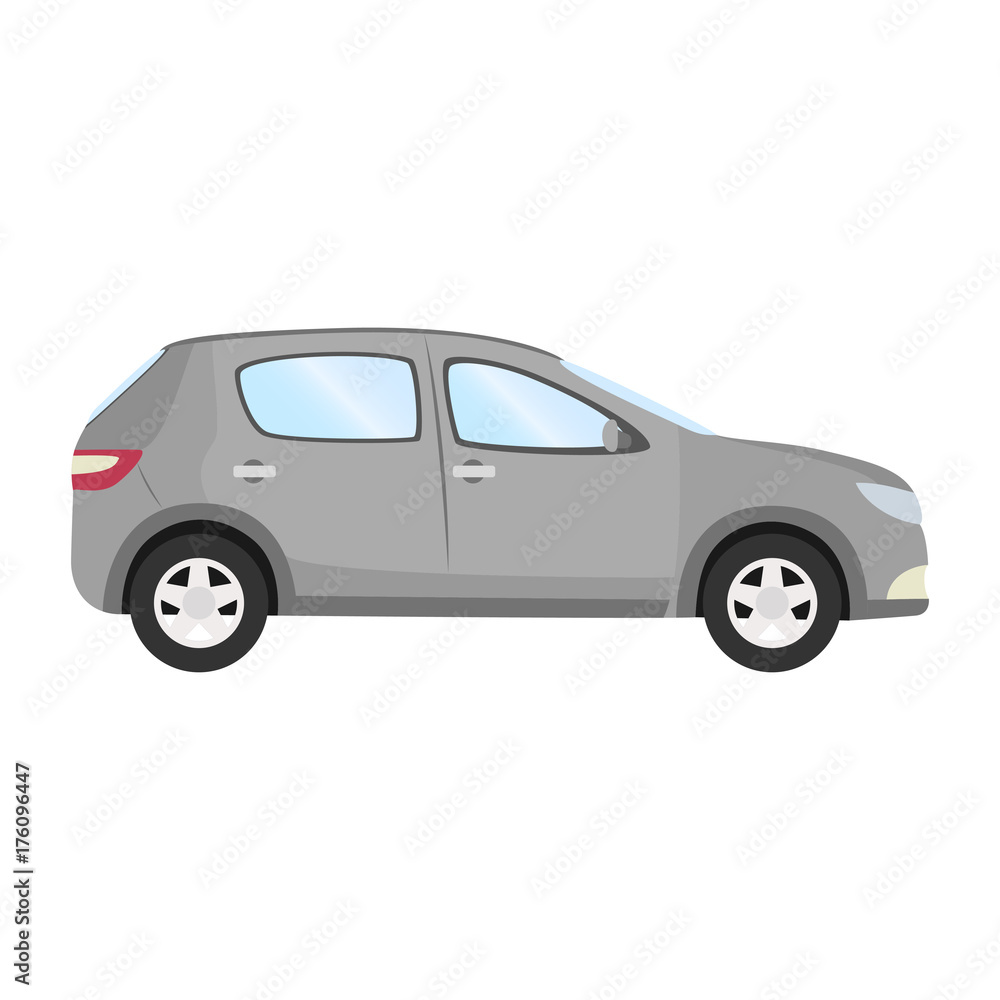 Car vector template on white background. Business hatchback isolated. grey hatchback flat style. side view